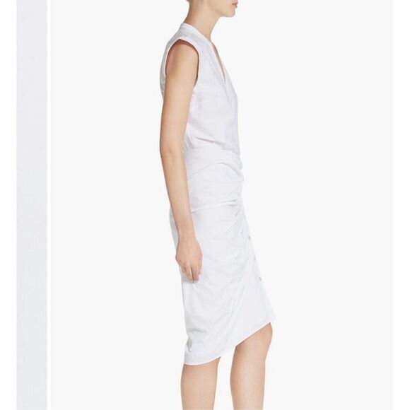 Veronica Beard ruched shirtdress stretch cotton dress white size 2 NWT - Picture 5 of 10